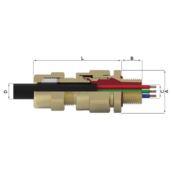 EC2UB20SM20 Peppers EC2-UB/20S/M20 Ex Barrier Cable Gland EC2-UB/20S/M20 IP66&IP68@100m-7days & IP69 EExde