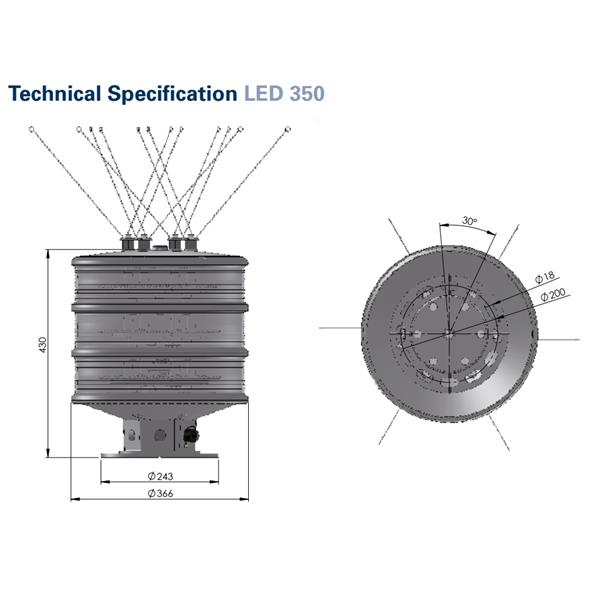 LED-350-1 Sabik Oy LED-350-1 LED 350 HI LED Lantern, Simplex 10/15 NM, 5 m cable, 350 Series