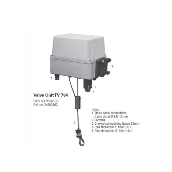 TV784.24510043 Kockum Sonics AB 24800362 Valve Unit TV784 230V 60Hz  24vDC Heating 230vAC 25W