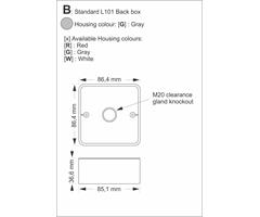 BOXLG E2S SP20-0005-G Spare Standard Back Box type L101 GREY for L101 &amp; A100, without lugs