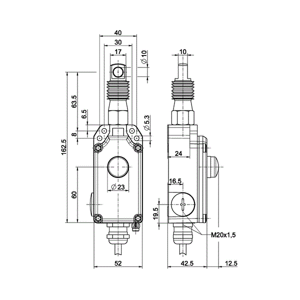 1189321 Steute 71042302 Ex Emg. Pull-wire Ex ZS 71 WVD 3m IP65 (1NC/1NO) II 2G Ex d IIC T6 (55N)