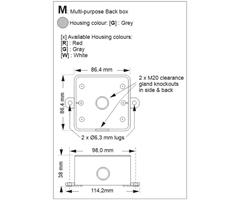 BOXMG E2S SP50-0002-G Spare Back Box type &quot;M&quot; GREY MultiPurpose for L101 &amp; A100, with lugs