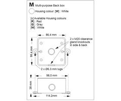 BOXMW E2S SP50-0002-W Spare Back Box type &quot;M&quot; WHITE MultiPurpose for L101 &amp; A100, with lugs