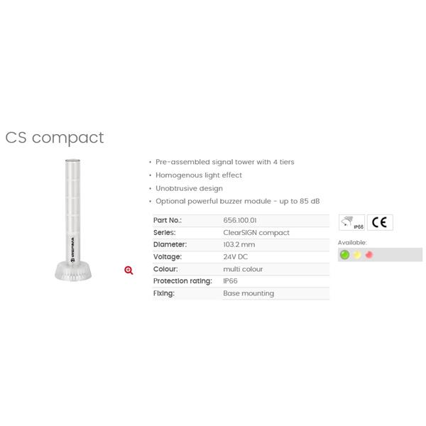 656.100.01 Werma 656.100.01 ClearSIGN compact Signal Tower 24vDC 4 tier, Multi Colour