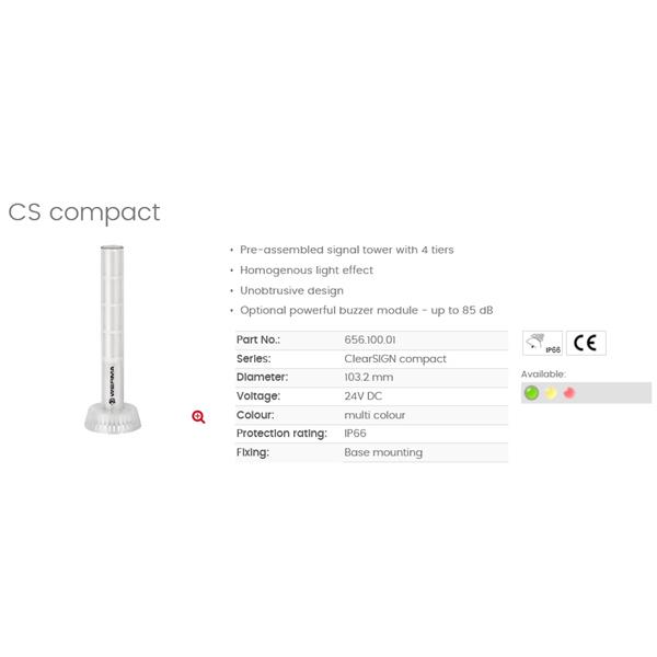 656.100.01 Werma 65610001 ClearSIGN compact Signal Tower 24vDC 4 tier, Multi Colour